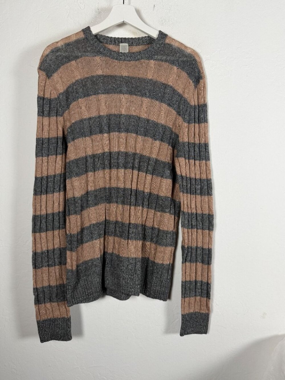 Eleventy Platinum Striped Linen Cotton Crewneck Sweater Large Italy Pullover